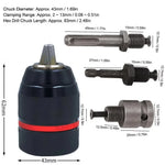 STONEGO 2 Size 1.5-10mm Drill Chuck Adapter, Convert Impact Wrench to Electric Drill, 3/8-24UNF, Lightweight & Reliable