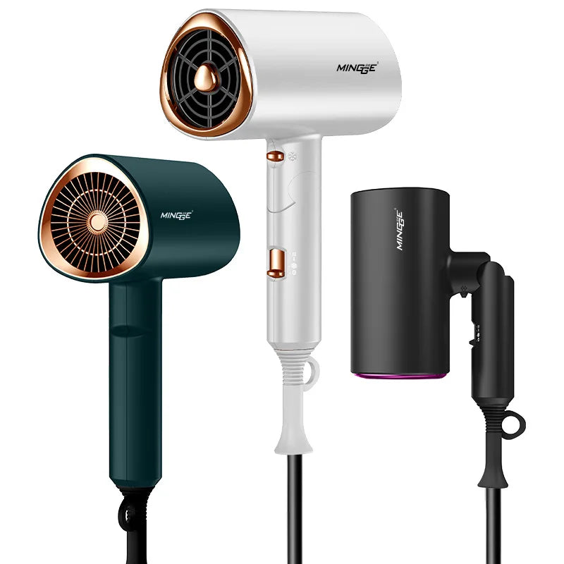 Popular Foldable Hair Dryer 1800W Blue Light Negative Ion Super Silent US/EU/UK Plug 110V/220V Home Barber Recommended