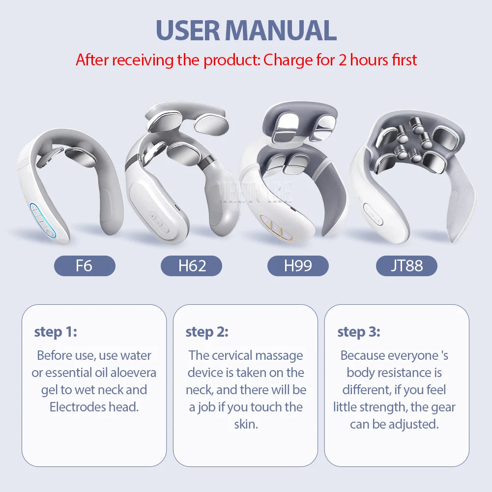 TENS Pulse Back Neck Massage 4 Modes EMS Electric Smart Shoulder Cervical Massager Relaxation Muscle Beating Health Care Tool