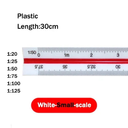 30cm Triangular Scale Ruler 1:20-1:500 Metal Plastic Straight Ruler Metric Architect Engineer Accurate Drafting Measure Tool