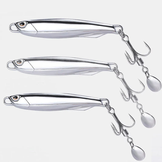 1Pc, Electroplated Lron Plate Rod Metal Fishing Bait, 60g 40g 30g 20g, Portable Fishing Lure, Sharp Hoops Tip, Spinning Tackle Tool
