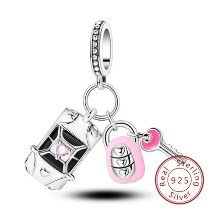 Dijes de plata de ley 925 originales, abalorios de cristal de vino, taza de café, dije colgante para pulseras de mujer, joyería DIY, regalo