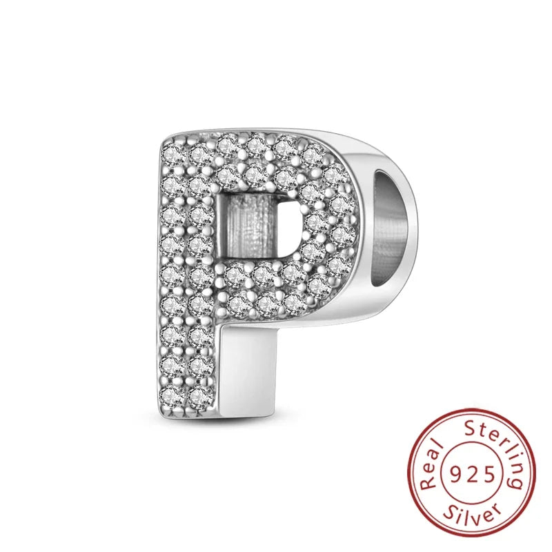 925 Sterling Silver 26 Letters Charms A-Z Alphabet Beads Fit Original Bracelet for Women Girl DIY Fine Jewelry Gift