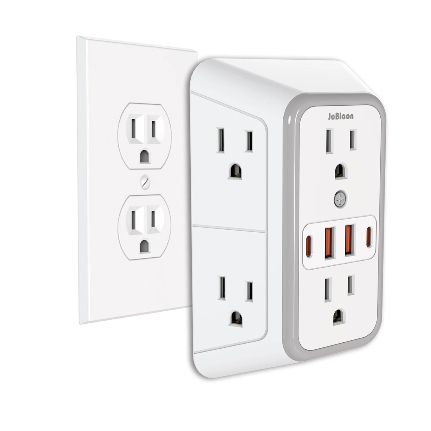 US Multi Socket, Wall Socket with 6 AC Outlets, 4 USB Port(2 Type C), Universal Plug, Power Strip, Network Filter, Fast Charging
