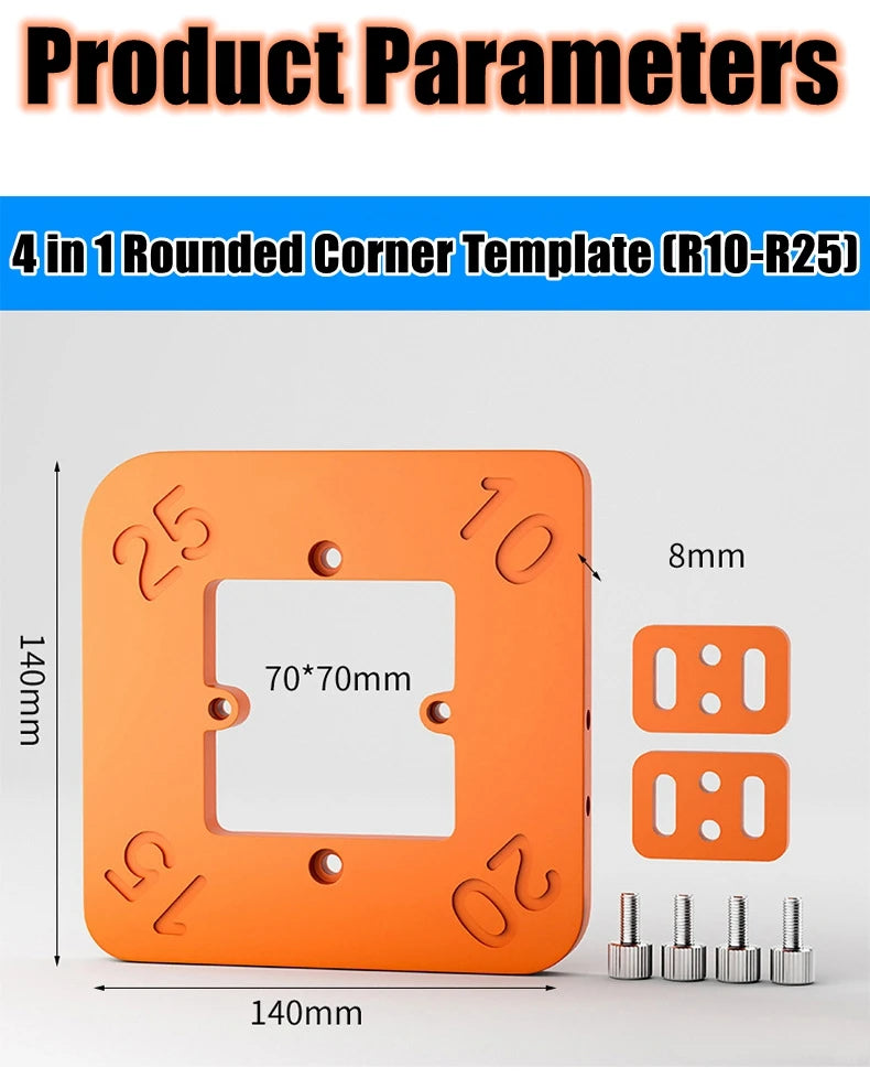 Woodworking Router Corner Radius Templates Jig R10 to R50 Routing Curved Corners Milling Circular Radian Hardness ABS Tool