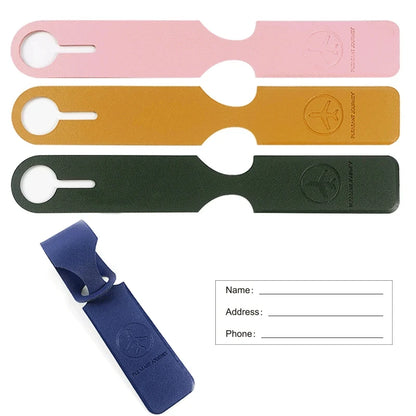 1Pc, PU Leather Luggage Tag, Creative Baggage Suitcase Identifier, ID Address Holder Boarding Tags, Portable Label Travel Accessories