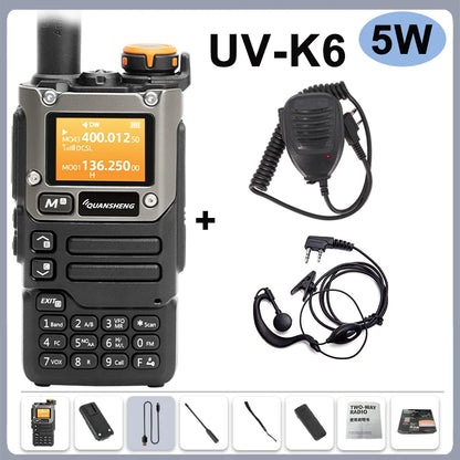 Quansheng UV-K6 Walkie Talkie 5W Radio de banda aérea Carga tipo C UHF VHF DTMF FM Scrambler NOAA Frecuencia inalámbrica Radio CB de dos vías