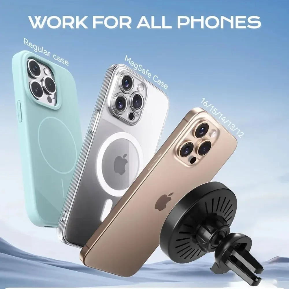 Car Phone Holder Magnetic Wireless Charge Cellphone Bracket For iPhone Magsafe 16 15 14 13 12 Fast Charging Air Vent Stand Mount