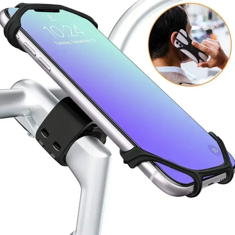 VIKEFON 360 Rotatable Mobile Phone Bicycle Holder Bike Safe Bracket Silicone Support Silicone Pull Type For All Phone Stand