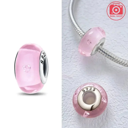 Silver 925 Colorful Flower Series Murano Glass Beads Charm Fit Original Bracelet Murano Glass DIY for Women Jewelry Gift
