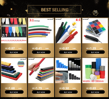 102-750pcs 2:1 Thermoresistant Tube Heat Shrink Wrapping Kit Assorted Wire Cable Insulation Sleeving 3:1 Heat Shrink Tube Set