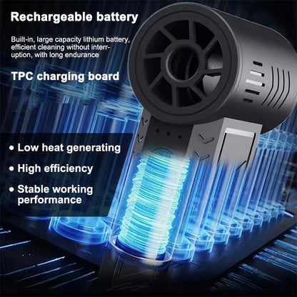 Compressed Air Duster 130000RPM Cordless Mini Turbo Jet Fan Electric 3 Gear Turbo Jet Fan Blower Speed Rechargeable with Light