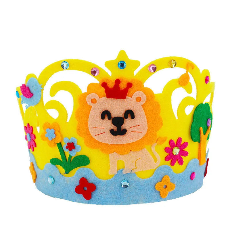 4 Pcs Creative DIY Handmade Toys Crown Hat Princess Tiara Cartoon Kindergarten Educational Art Craft EVA Paper Kids Party Gifts