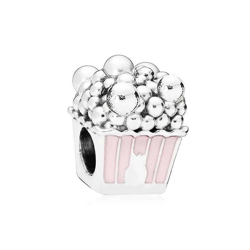 Hot Selling 925 Silver Pink Cake, Dog Paw, Luggage, Cup Bead Pendant Suitable for European Original Bracelet DIY Exquisite Jewelry
