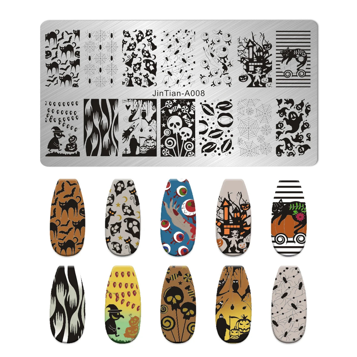 RJ Halloween Nail Stamping Plates, Beautiful zombie Festival Pattern Nail Art Image Plates, Stainless Steel Nail Art Plate Stencil