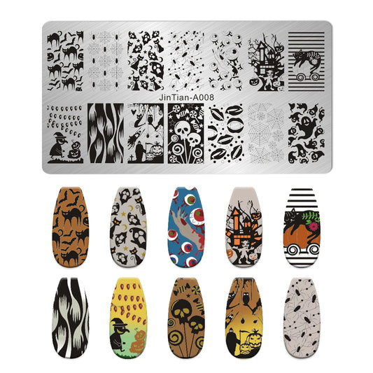 RJ Halloween Nail Stamping Plates, Beautiful zombie Festival Pattern Nail Art Image Plates, Stainless Steel Nail Art Plate Stencil