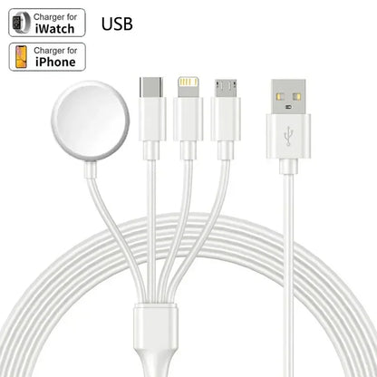 Portable 4-in-1 Magnetic Watch Wireless Charger Charging Data Cable for iPhone 15 14 13 12 11 Pro Max iWatch 8 Ultra 7 6 SE 5 4