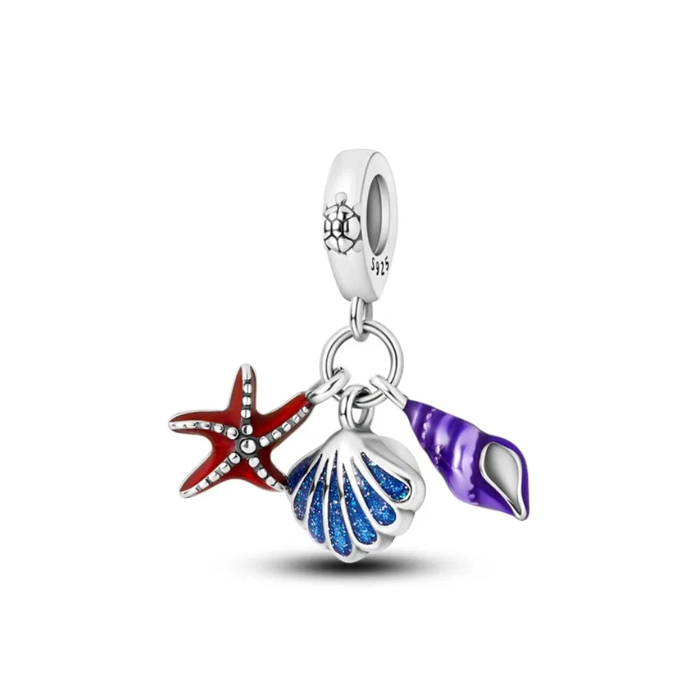 New 925 Silver Octopus crab Charm Bead Sea turtle starfish Seahorse dolphin Pendant Fit Original Bracelet Women DIY Jewelry Gift