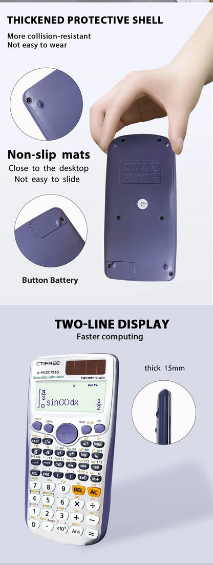 Calculator for FX-991ES-PLUS Original Scientific Calculator 417 Functions for High School University Students Office Coin Battery