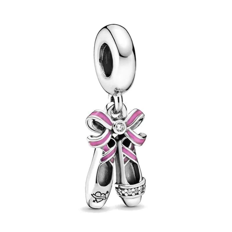 Pink Bead Bag Perfume Lipstick high heels Pendant fit Original Bracelet Accessories DIY Jewelry Women 925Silver Gift Trunk Charm