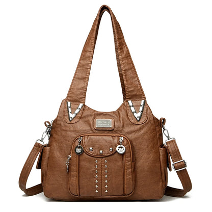 Luxury Designer Handbag Women High capacity Vintage Soft Leather Ladies Casual Large Capacity Shoulder Crossbody Bag Travel Sac