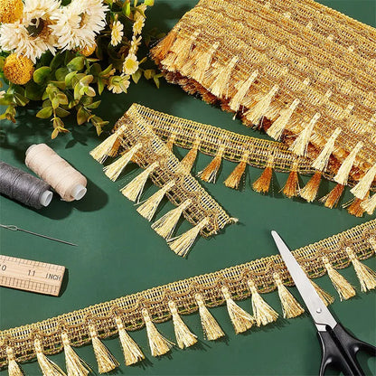 5 Yards Gold Silver Fringe Tassel Trim  Polyester Fibre Fringe Lace Trim Ribbon Crafting Lace Sewing Trim for Curtain Clothes Ho
