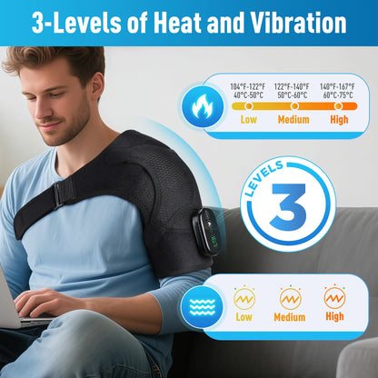 3-in-1 Heated Vibration Massager for Knee, Shoulder, and Elbow - 3 Heat Levels, 3 Vibration Modes, Non-Slip Wrap Design