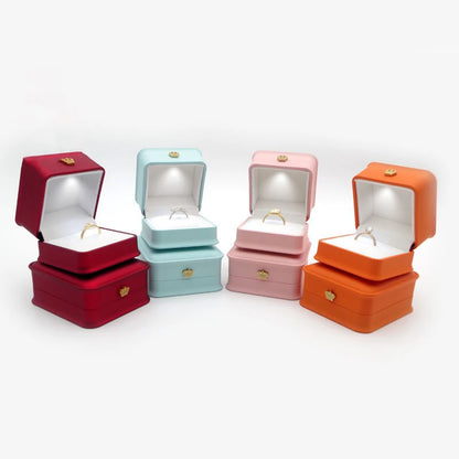 LED Jewelry Ring Box with Light Luxury Crown Earrings Pendant Storage Display Proposal Wedding Gift Box Jewelry Organizer Box