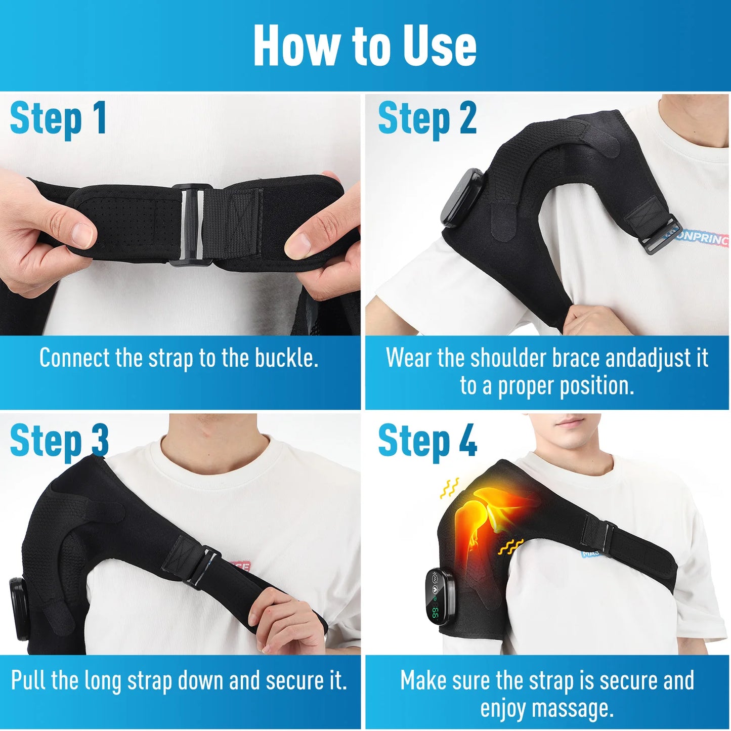 3-in-1 Heated Vibration Massager for Knee, Shoulder, and Elbow - 3 Heat Levels, 3 Vibration Modes, Non-Slip Wrap Design