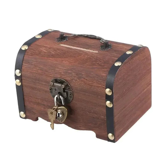 Treasure Chest With Lock, Vintage Treasure Storage Box, Piggy Bank Organizer, Saving Box Case With Lock For Home Retro Decoration