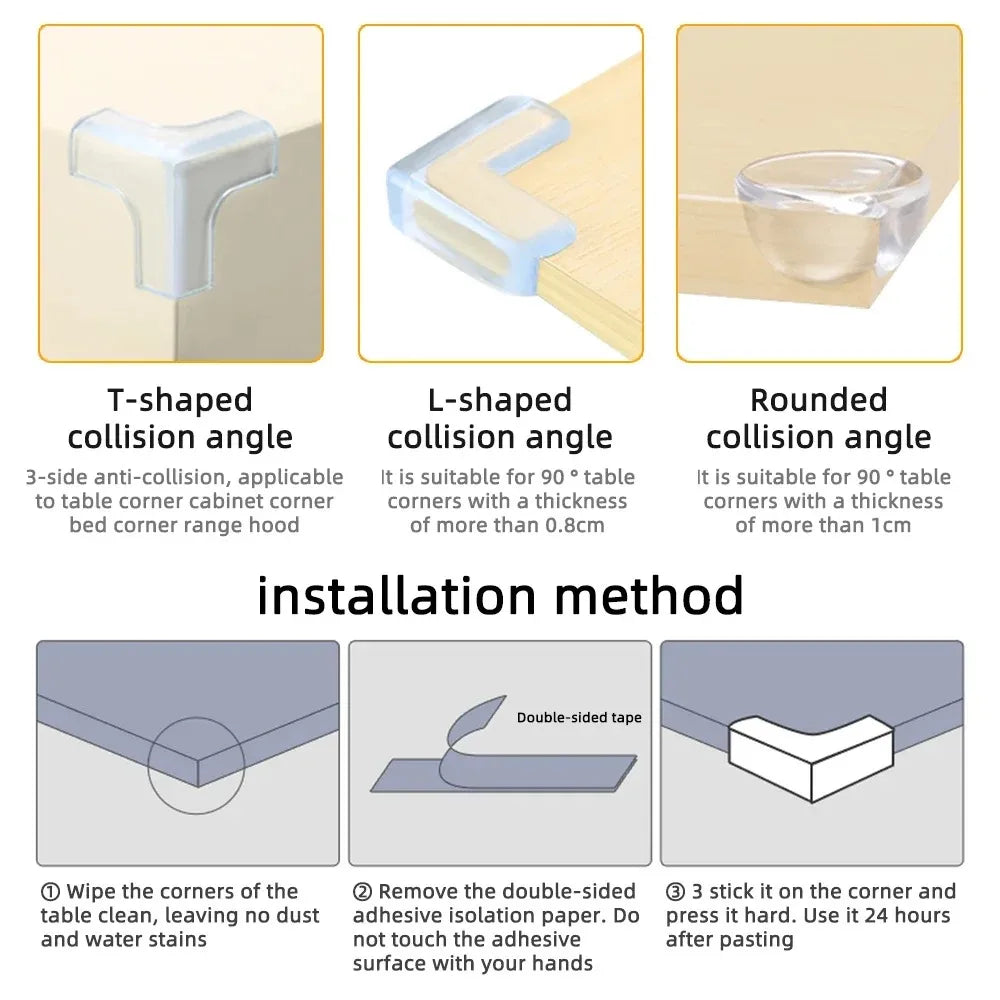 4/8/10/12Pcs Baby Safety Silicone Protector Table Corner Edge Protection Cover Transparent Anti Collision Soft Guard Home Tool