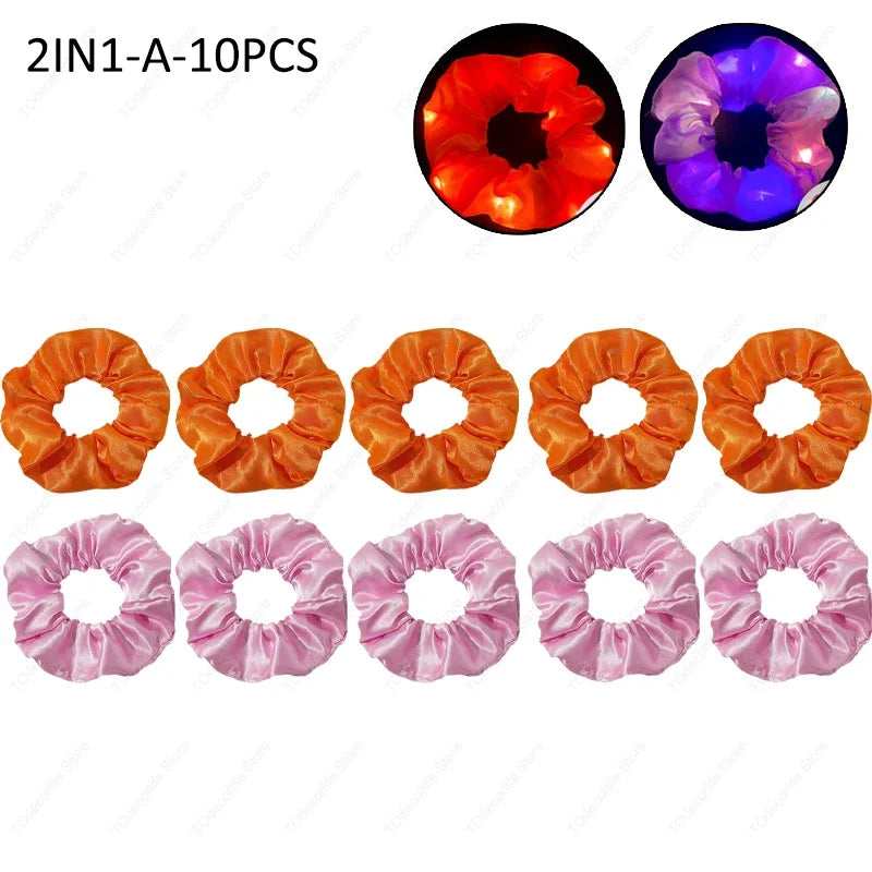 LED Luminous Scrunchies Hairband Women Glowing Elastic Hair Tie Hair Rope Girl Glow in the Dark Party Supplies Hair Accessory