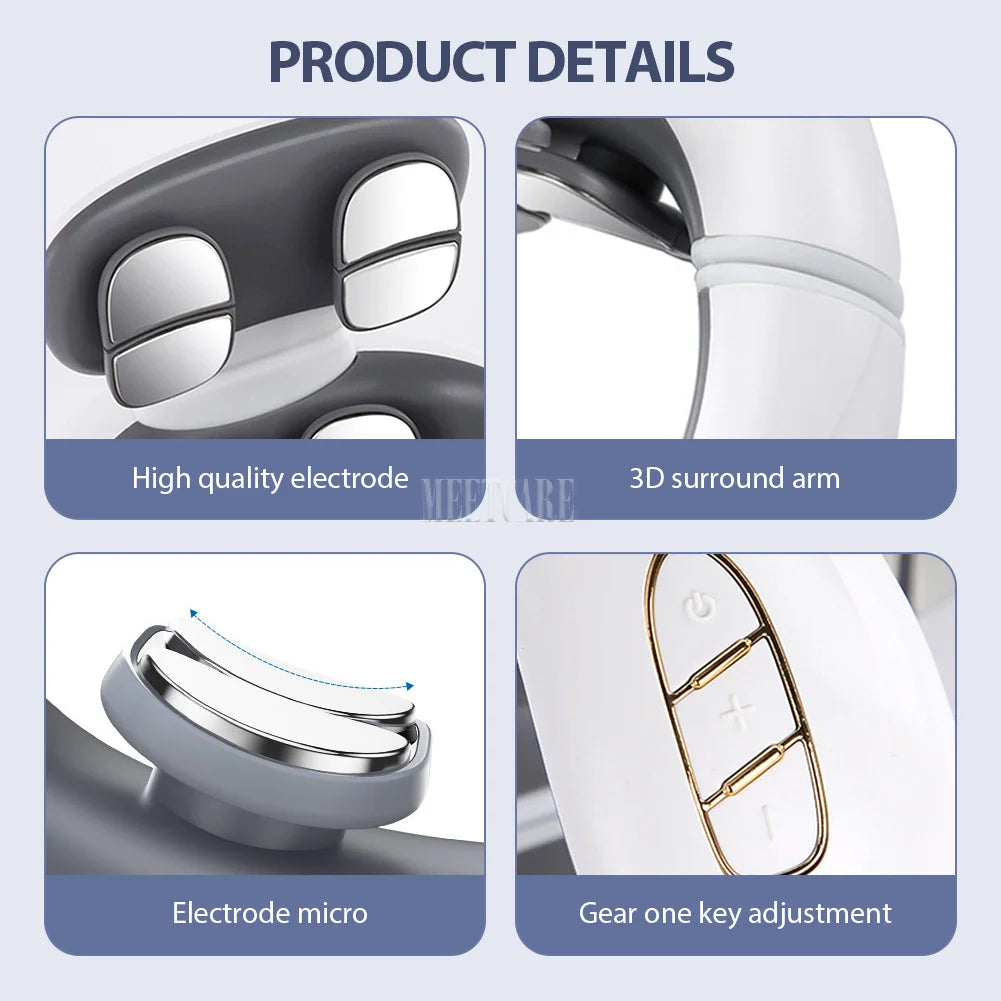 TENS Pulse Back Neck Massage 4 Modes EMS Electric Smart Shoulder Cervical Massager Relaxation Muscle Beating Health Care Tool