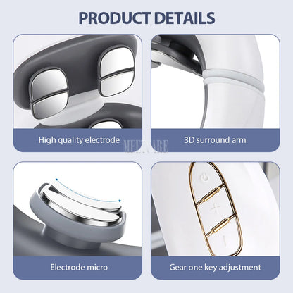 TENS Pulse Back Neck Massage 4 Modes EMS Electric Smart Shoulder Cervical Massager Relaxation Muscle Beating Health Care Tool