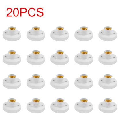 1-20Pcs, 220V E27 Screw Lamp, Stand Light Bulb Socket Holder Adapter Base, Cap Socket White Ceiling Light Lamp Bulb Fixing Base