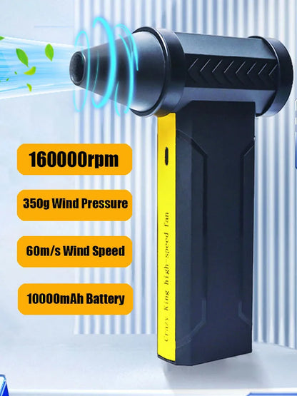 160000 RPM Electric Air Blower, Turbo Jet Fan Brushless Motor High-Speed Turbo Violent Fan, USB Rechargeable Powerful Dust Blower