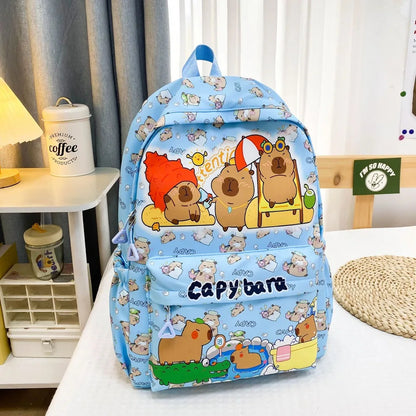 Cute Large Capacity Capybara Backpack, Cartoon Breathable Student Schoolbag, Nylon Ultra-light Book Bag, Back to school Girl
