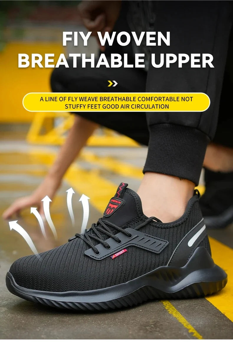 Lightweight Safety Shoes Men Steel Toe Sneakers Puncture Proof Breathable Safety Boots Man Dangerous Construction Work Foorwear