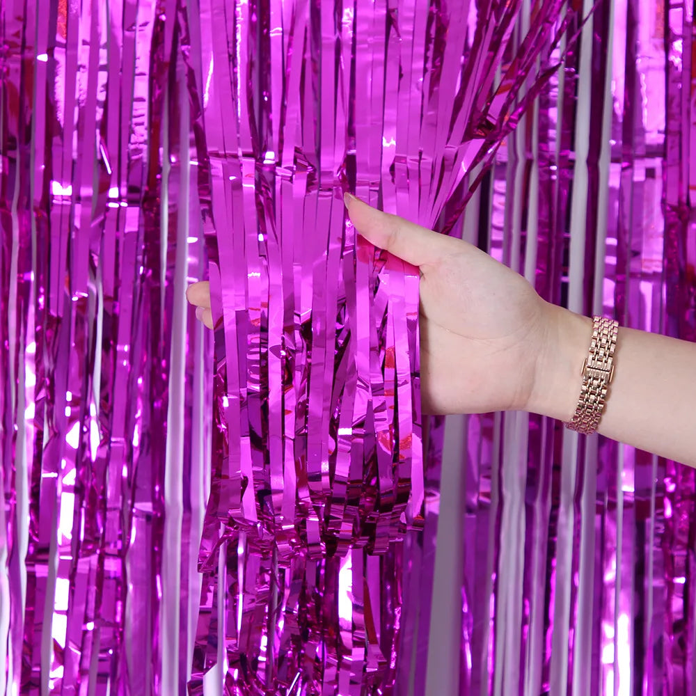 2/3M Party Background Wedding Decoration Foil Fringe Curtain Sequin Bachelorette Photo Backdrop Wall Curtain Birthday Baby Shower