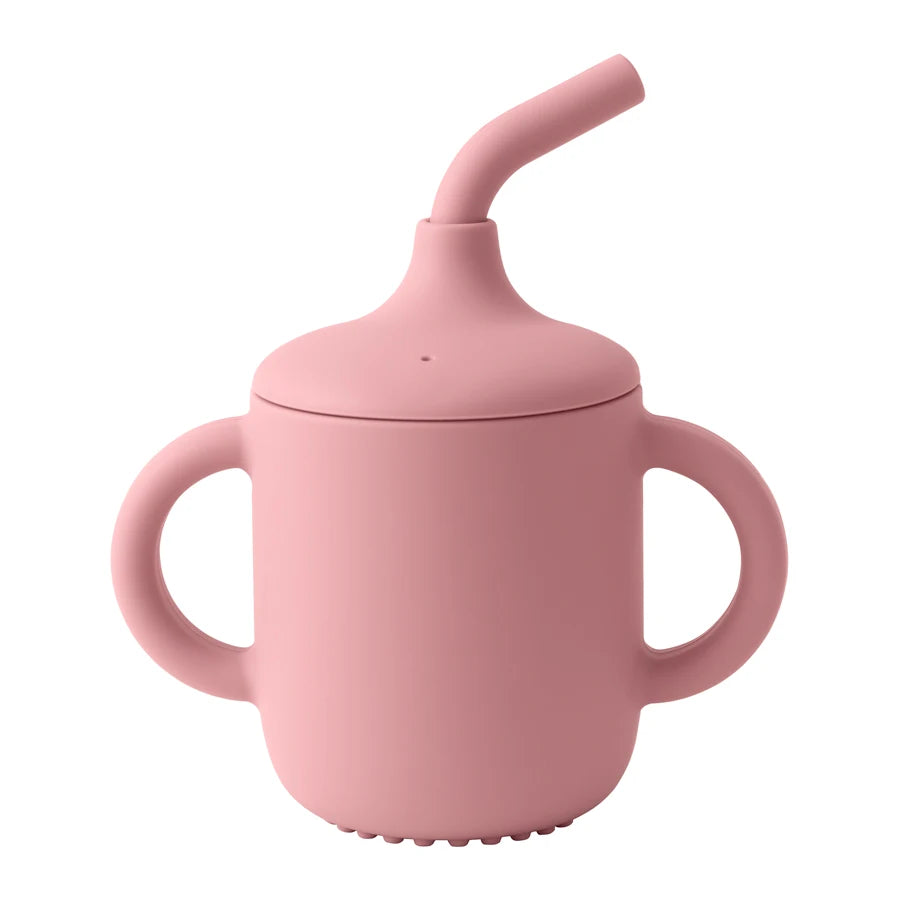 Color Kids 1Pcs Baby Learning Drinking Cup Portable Straw Detailed Comfortable Grip Silicone Double Ear Kids Sippy Cup Baby Stuff