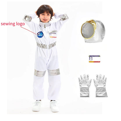 Disfraz de Halloween Astronauta para Niños y Niñas, Traje de Cosplay de Astronauta de Dibujos Animados, Mono de Fiesta Espacial, Traje de Spaceman Blanco, Bodysuit de Disfraz de Astronauta