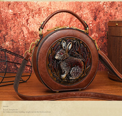 Vintage Handbag Women Shoulder Bag Luxurious Designer Round Bag High-quality Gift Embossed Printed Crossbody Purse for New Women