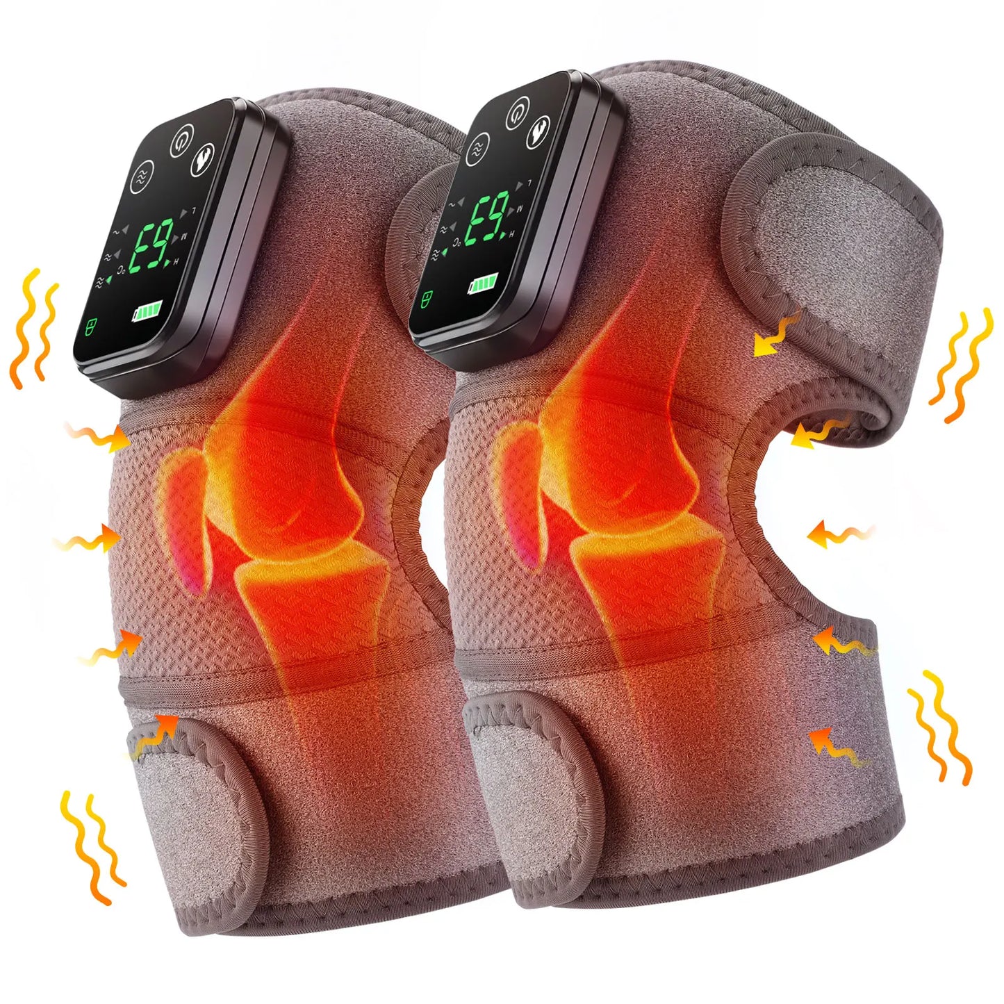 Electric Heated Vibration Knee Massage Pad, 3 in 1 Massager for Shoulder Elbow, Hot Compress Thermal Joint Brace Muscle Relaxation