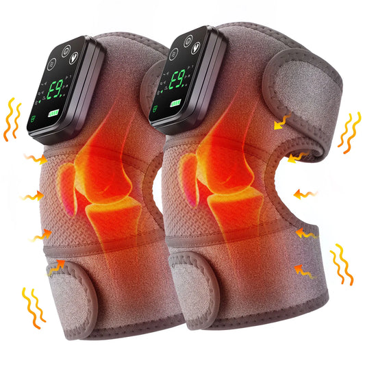 Electric Heated Vibration Knee Massage Pad, 3 in 1 Massager for Shoulder Elbow, Hot Compress Thermal Joint Brace Muscle Relaxation