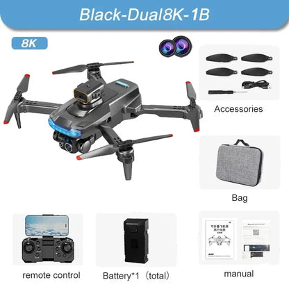 Drone, 4K Professional Camera 8K GPS HD Aerial Photography Dual-Camera Omnidirectional Obstacle Avoidance Drone, Camera Drone