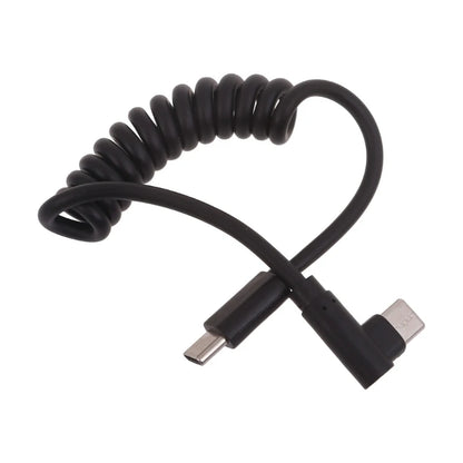 60W Fast Charging USB C to USB2.0, USB A to Micro USB, Type C to Type C Coiled Cable, 90 Degree Right Angle Design Cable for Smartphone Tablet Speaker Headphone