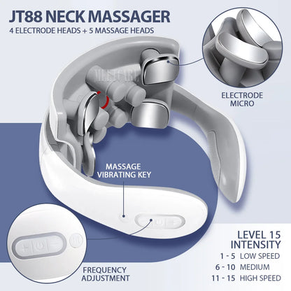 TENS Pulse Back Neck Massage 4 Modes EMS Electric Smart Shoulder Cervical Massager Relaxation Muscle Beating Health Care Tool