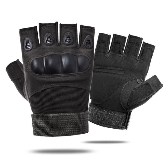 Tactical Hard Knuckle Half finger Gloves, Men's Combat Hunting Shooting Paintball Duty - Fingerless