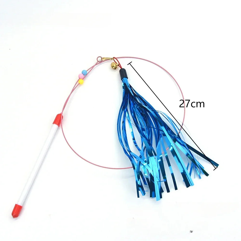 Interactive Cat Toy Hands-Free Cat Stick Playing Kitten Playing Teaser Wand Toy Suction Cup Bird/Feather Cat Wand Pet Supplies