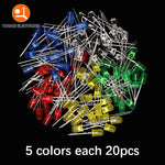 5mm LED Diode, F5 Assorted Kit, White Green Red Blue Yellow Orange Pink Purple Warm White, DIY Light Emitting Diode